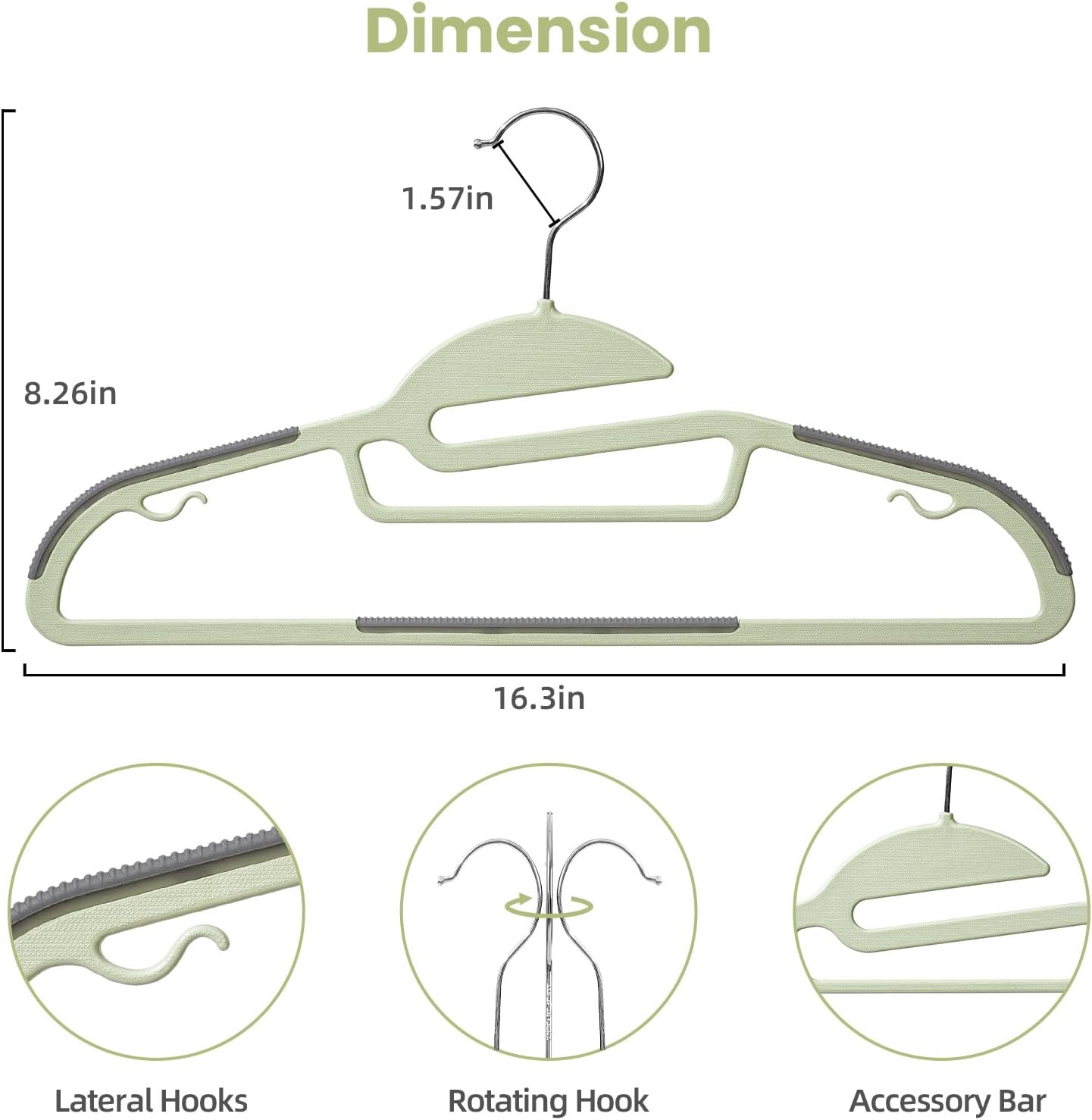 Detalle 2 de BAGAIL Plastic Hangers, 50 Pack, Non-Slip S-Shape with 360° Swivel Hook