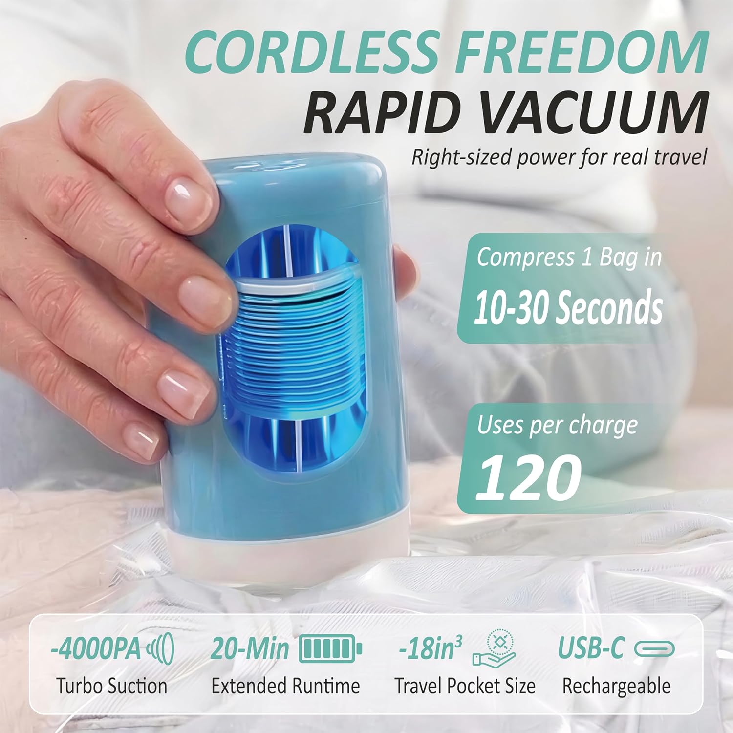 Detalle de Vacuum Storage Bags with USB Pump, 8-Piece Set