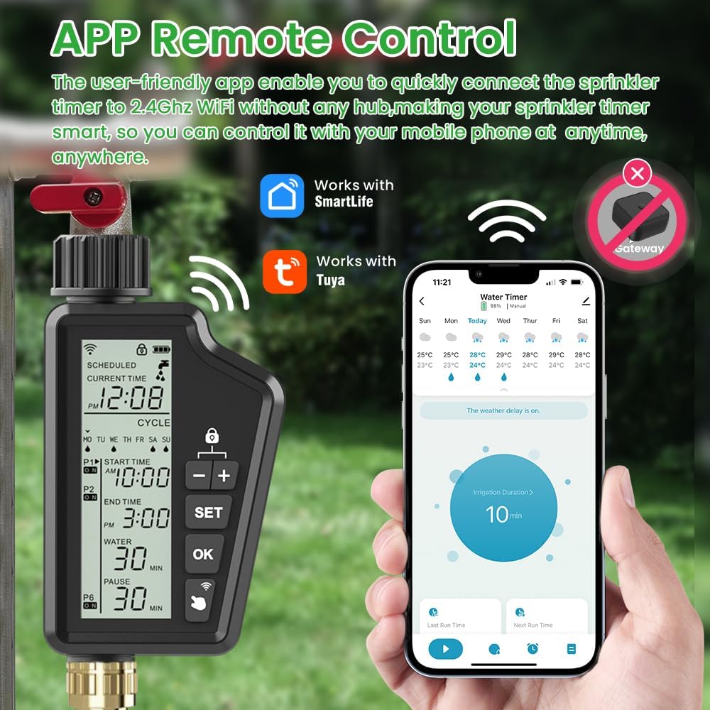 Thumbnail 1 de MIUCDA Timer Irrigazione WiFi: programmatore smart per rubinetto con app e ritardo pioggia