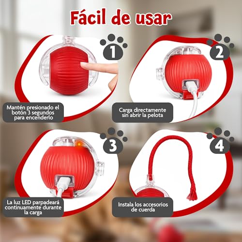 Detalle de T TENEGIL Pelota interactiva recargable 1️⃣ 🔴