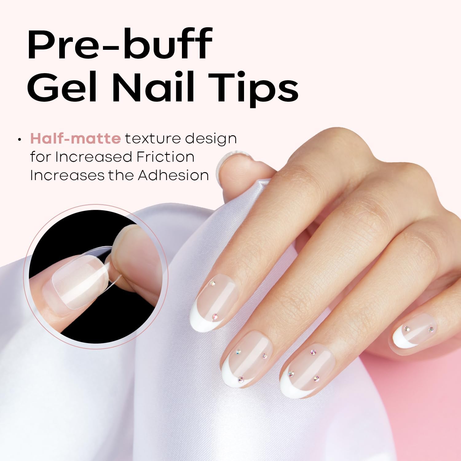 Thumbnail 2 de Modelones Extra Short Oval Round Nail Tips (510 pcs) — Soft Gel Pre-shaped Half Matte Full Cover False Nail Extensions