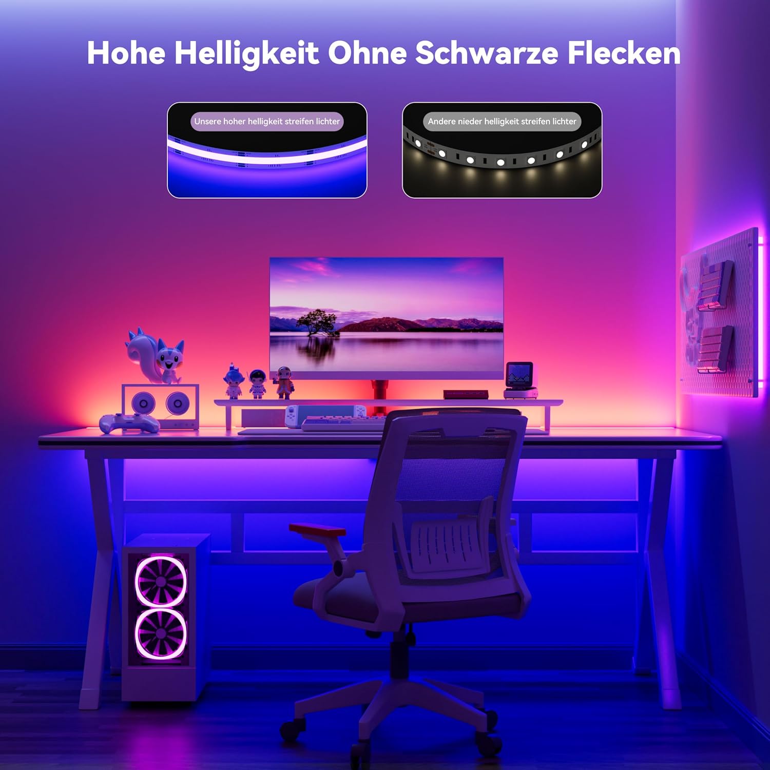 Thumbnail 1 de OULARA USB RGB COB LED Streifen 5V 3M – Bluetooth Controller, Musik-Sync