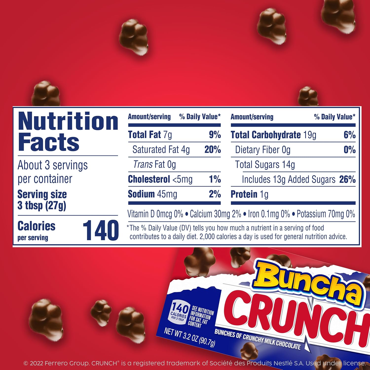 Thumbnail 1 de CRUNCH 00099900126262 Buncha Candy, Milk Chocolate with Crisped Rice, 12 Pack