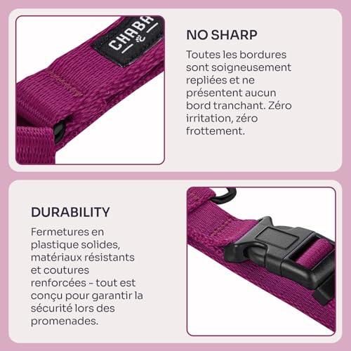 Detalle de Chaba Harnais Guard pour Petit Chien - 5 Points, Anti-Traction, Taille M, Bordeaux