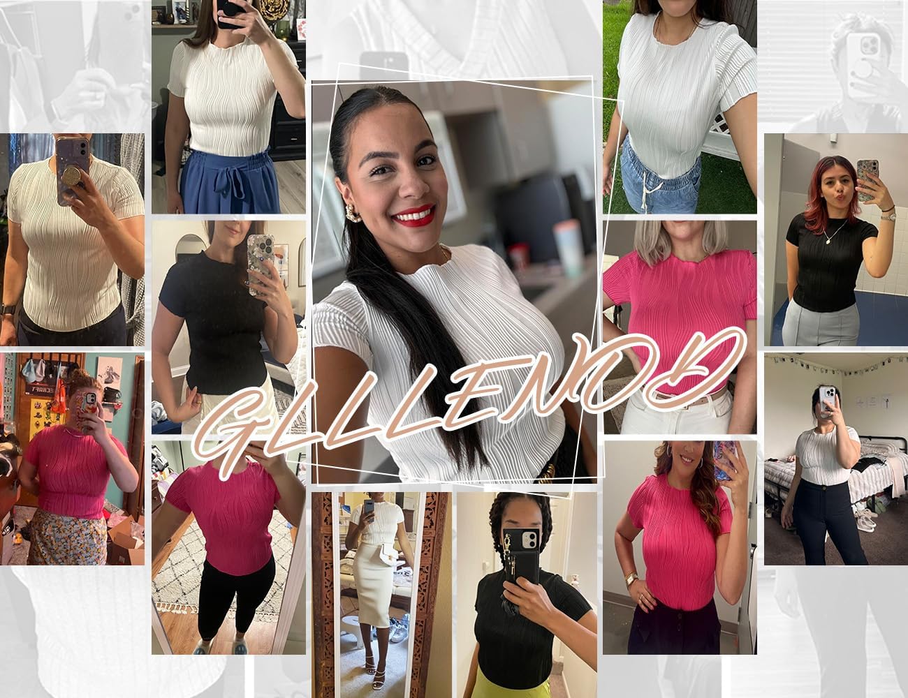 Thumbnail 4 de GLEENOD Damen T-Shirt Rundhalsausschnitt Y2K Modernes Oberteil