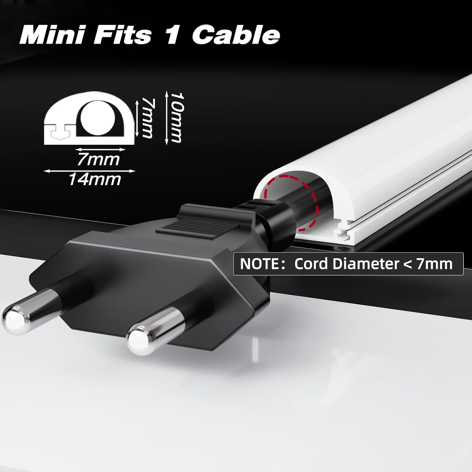 Thumbnail 1 de Conwang Mini White Cable Trunking Self Adhesive – 2m, Side-Opening, Flame-Retardant