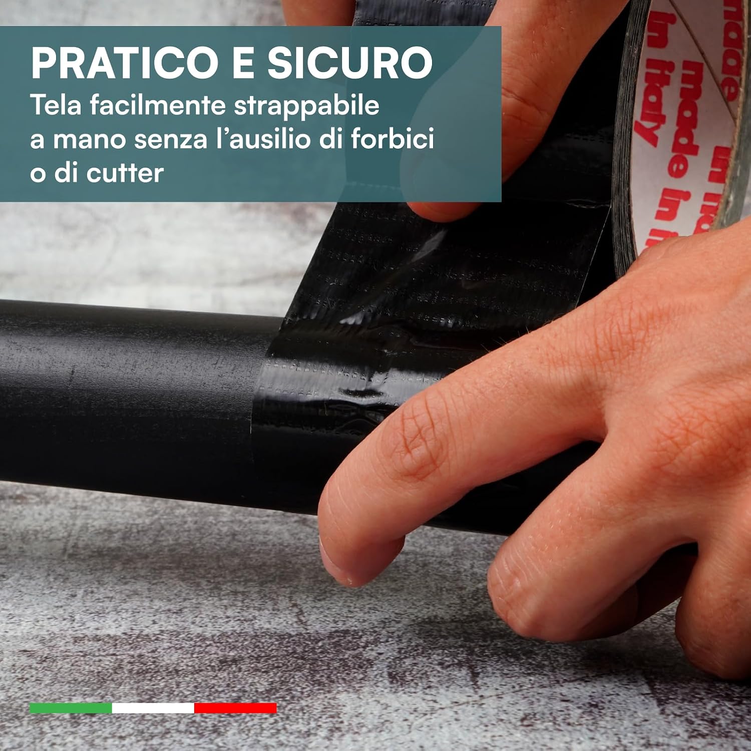 Detalle de DNK TRADE Nastro Adesivo Telato Americano 50mm x 25m – Nero, Impermeabile e Multisuperficie (3 Rotoli)