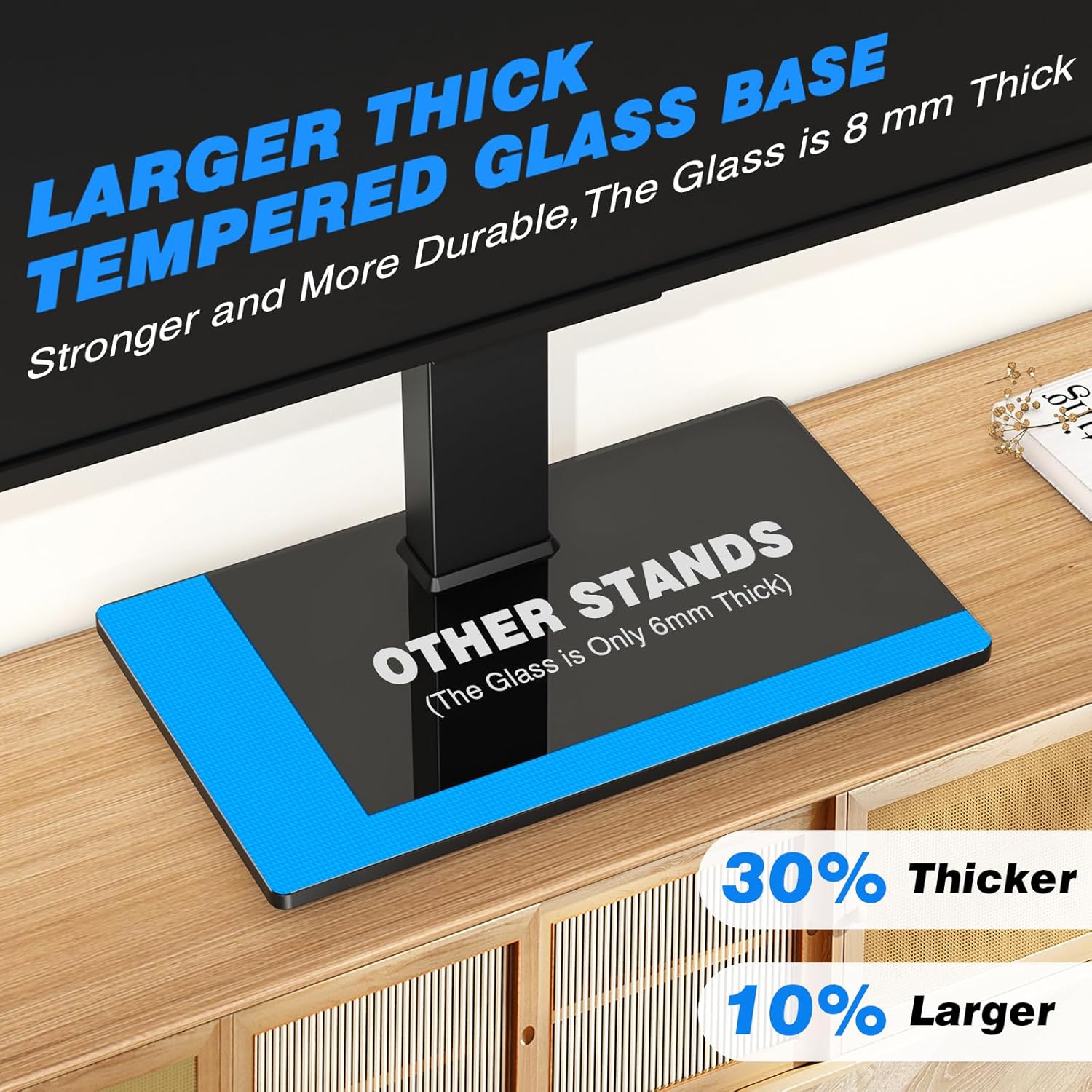 Thumbnail 2 de Support TV de bureau 5Rcom pour téléviseurs 32 à 70 pouces, VESA jusqu’à 400x400 mm, base en verre 8 mm