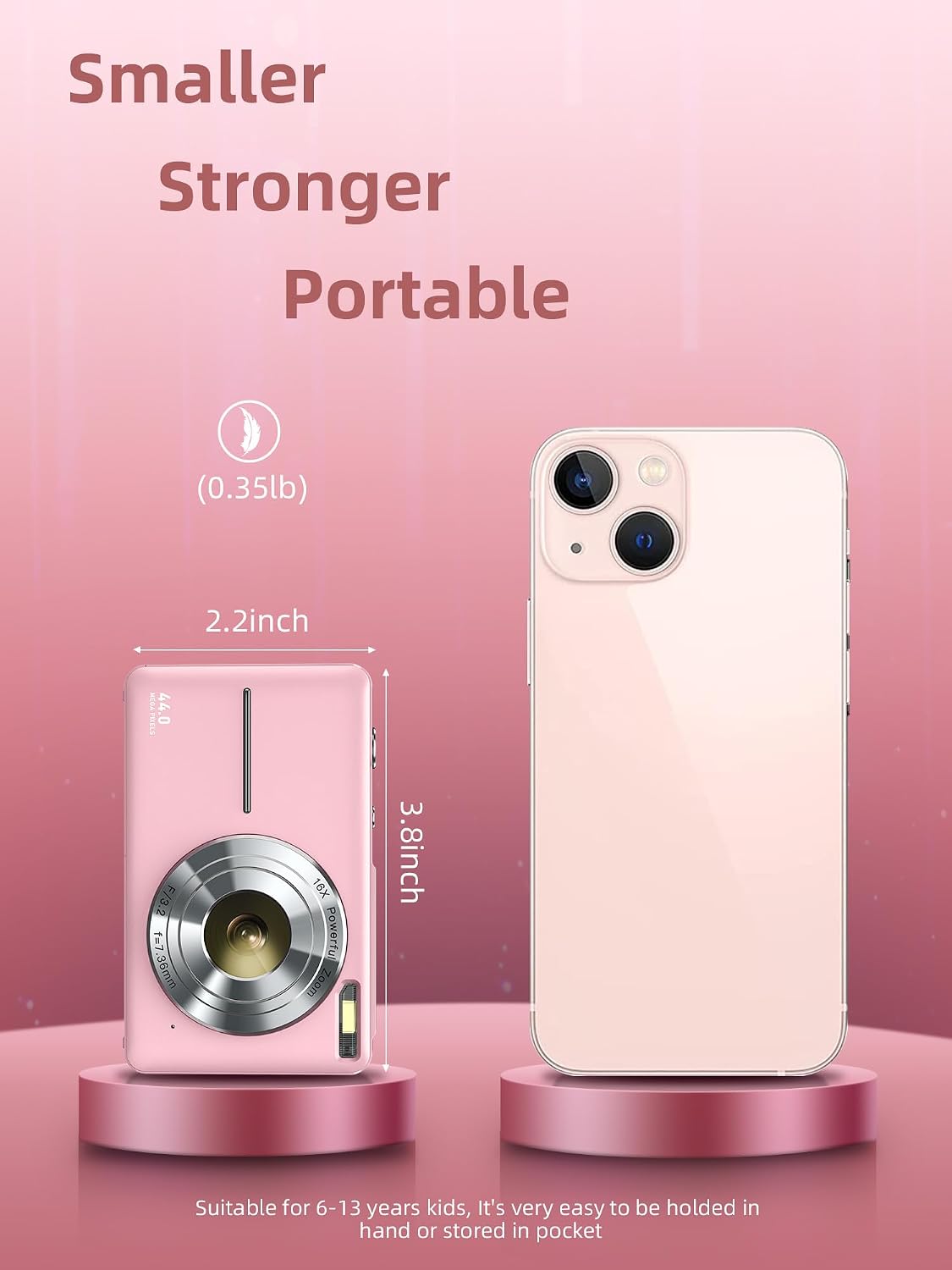 Thumbnail 2 de CAMKORY Digital Camera – FHD 1080p Point & Shoot with 16x Zoom, Anti-Shake, 32GB Bundle for Kids