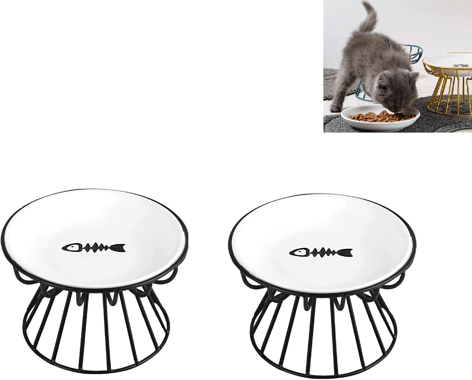 Detalle de e-YiHESZ elevated cat food bowl set 12oz