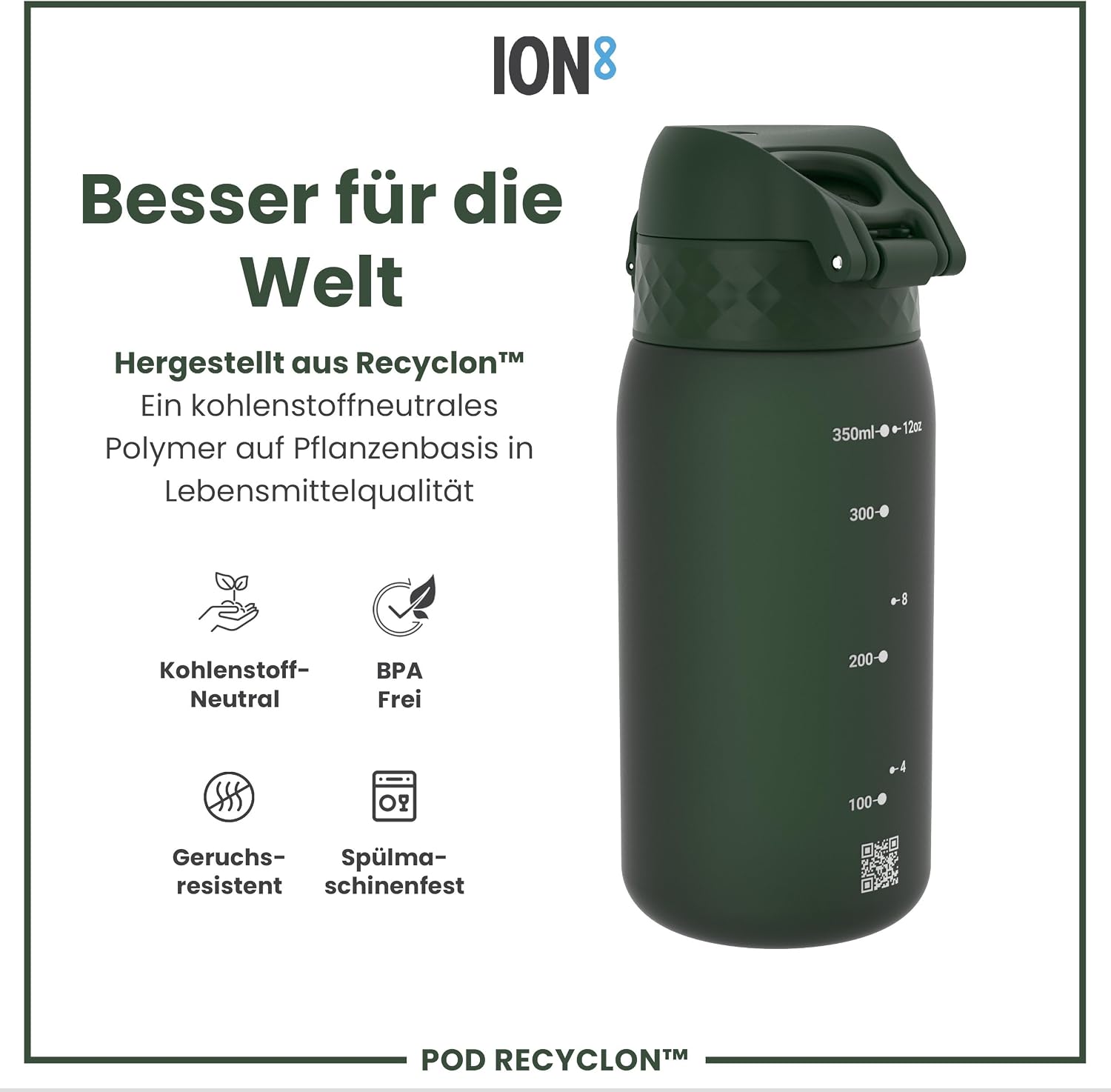 Thumbnail 5 de ION8 Kinder Trinkflasche 350 ml – Auslaufsicher, Einhandöffnung & Klimaneutral