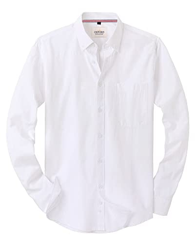 Detalle de J.VER White Shirt Men Long Sleeve Oxford Button Down Non Iron – Regular Fit