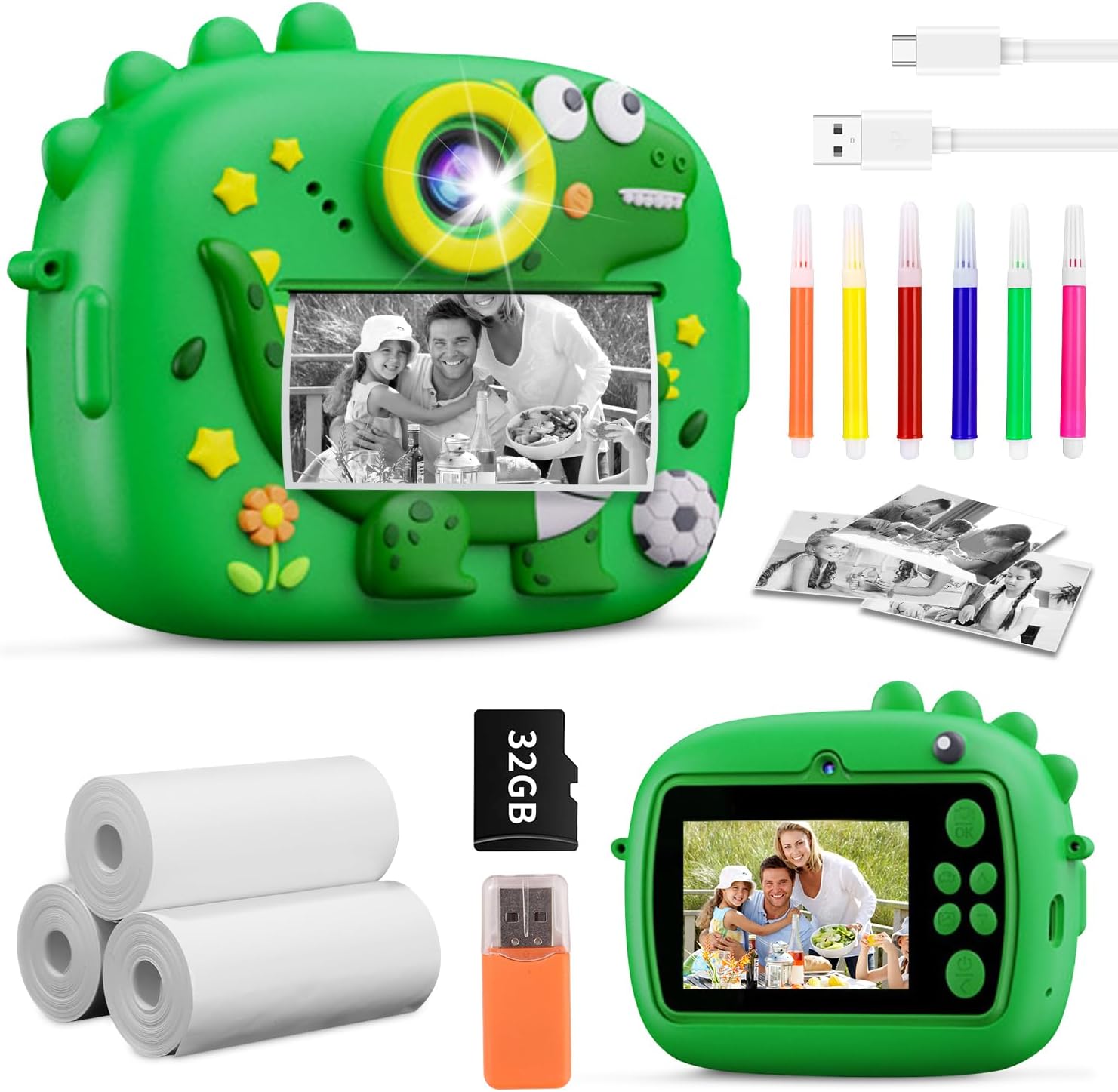 Detalle de Huifoo Z13S kinderprintcamera, 2,4 inch, dubbele lens, 48 MP en 1080p