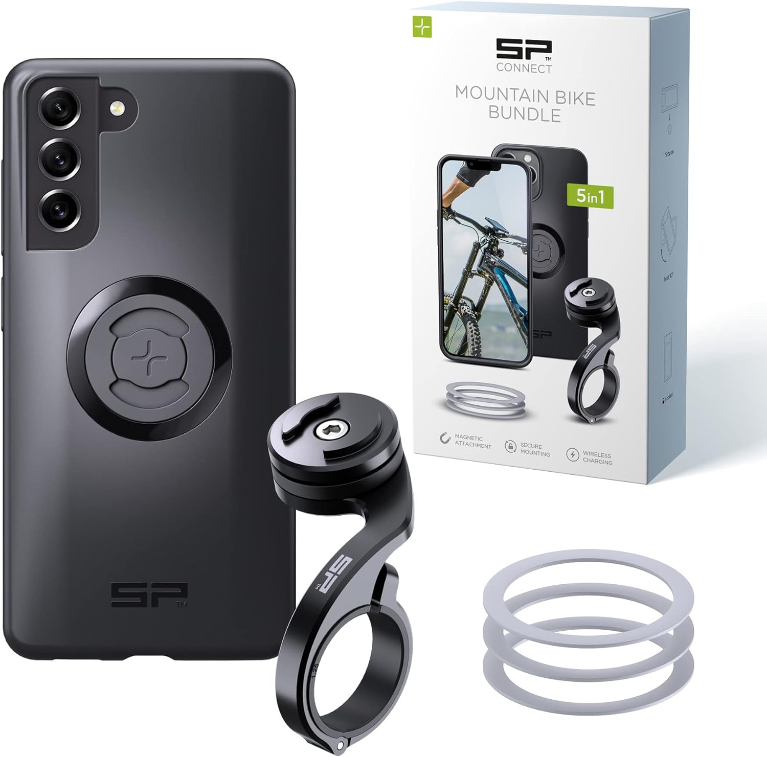 Detalle de SP CONNECT Mountain Bike Bundle SPC+ per Samsung S21 FE: supporto impermeabile e fissaggio magnetico per MTB