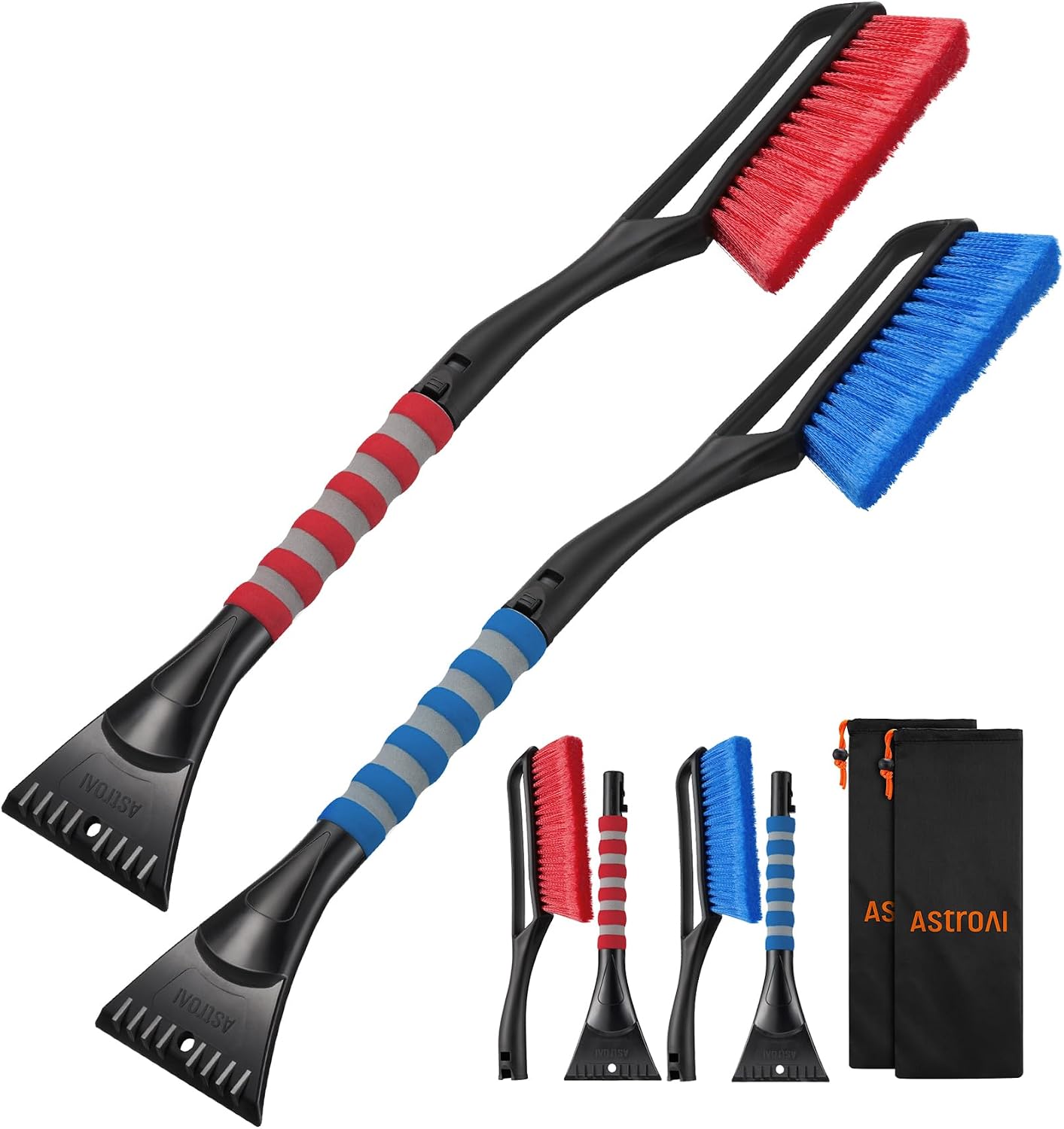 Detalle de AstroAI 2-Pack 27-Inch Snow Brush and Ice Scraper, Detachable with Storage Bag