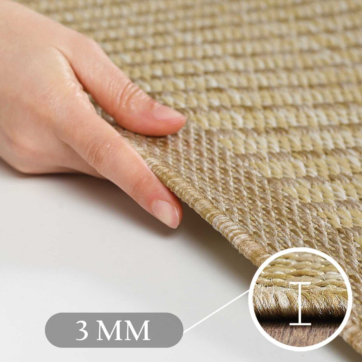 Detalle 2 de SIMPEX In- & Outdoor Teppich Wetterfest 280 × 370 cm Schwarz – Flachgewebe, wasserdicht und pflegeleicht