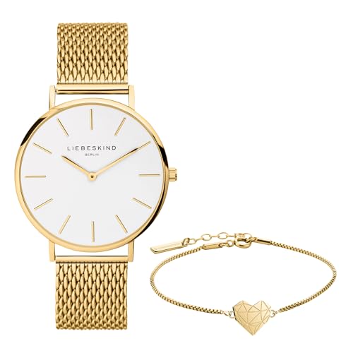 Detalle de Liebeskind Berlin LS-0103-MQB IP gold – Set aus Armbanduhr und Armband