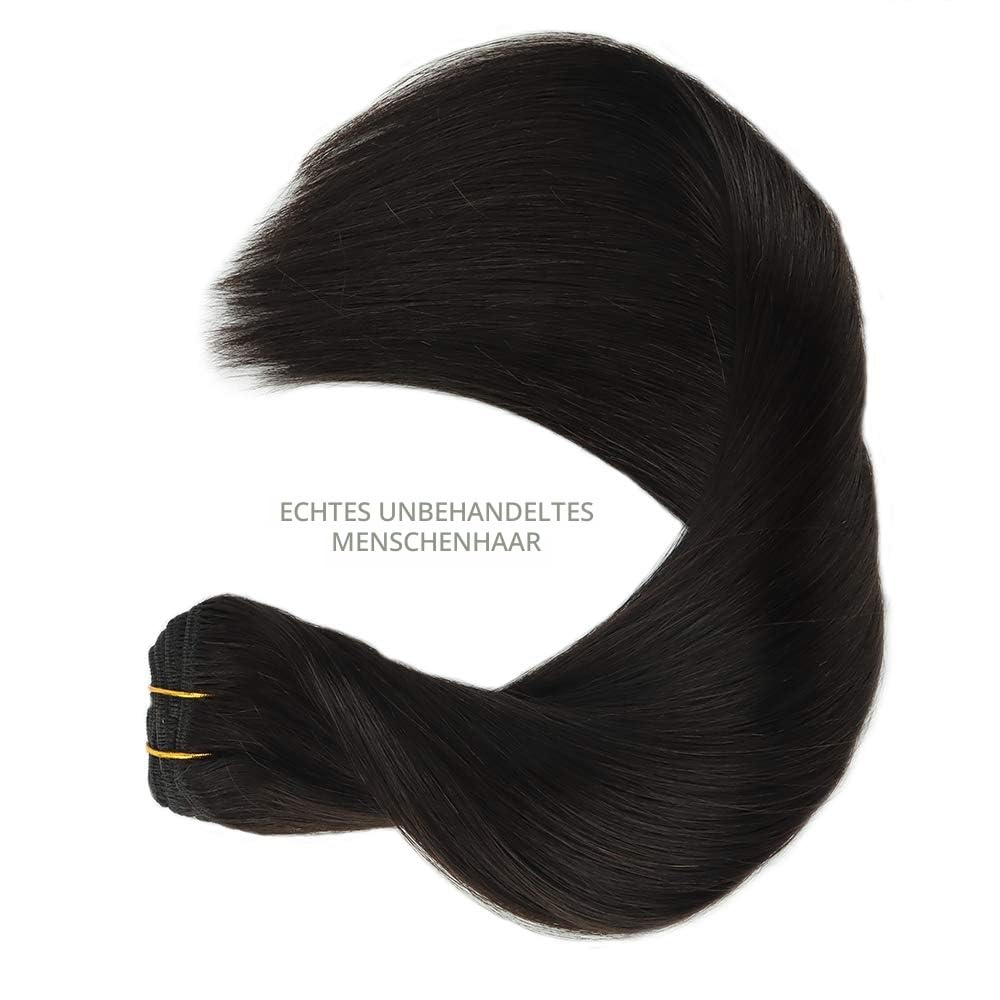 Thumbnail 5 de WENNALIFE Clip-in Echthaar Extensions (7-teilig), 35 cm, natürliches Schwarz