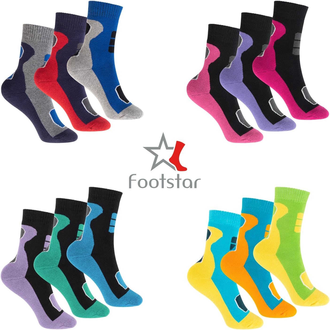 Detalle de Footstar Children's Thermal Socks, 6 Pairs, Full-Terry Winter Socks