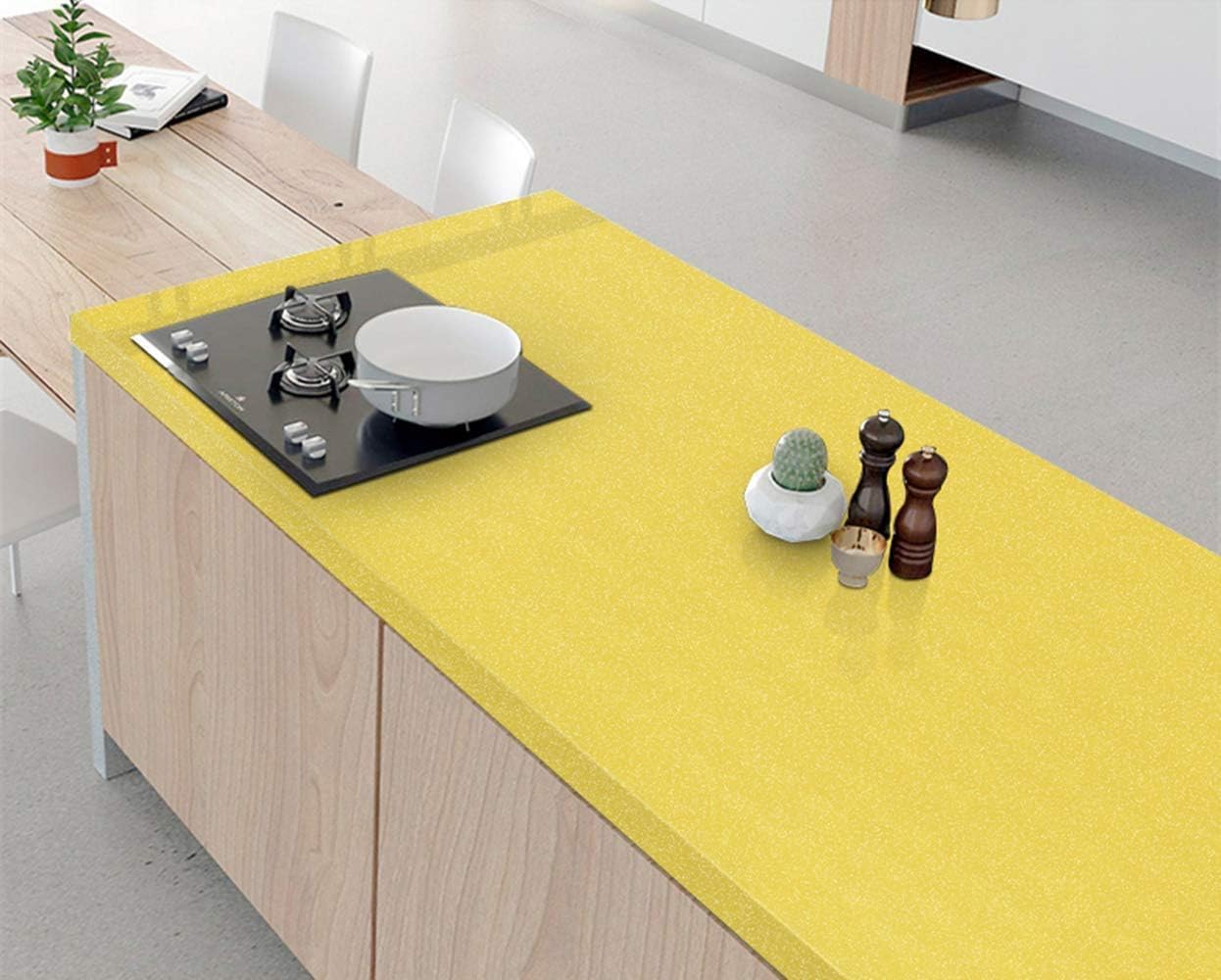 Detalle de Hode Klebefolie Gelb Glitzer (40 cm x 3 m) – selbstklebender Hochglanz-Oberflächenschutz für Möbel, Küche & Wände