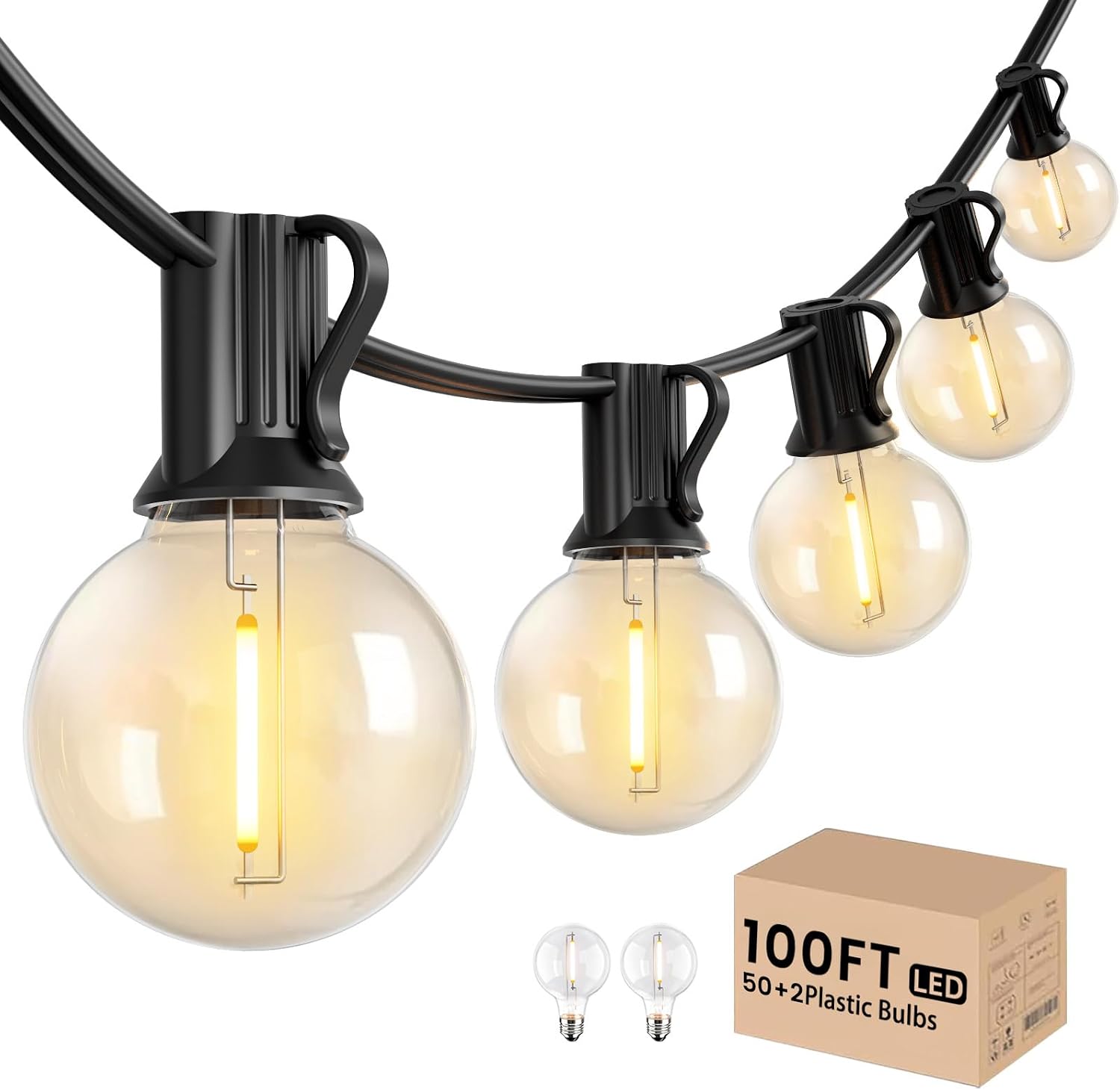 Detalle de LACHON IL-E12-18100050 100 ft G40 LED String Lights, Dimmable, IP65