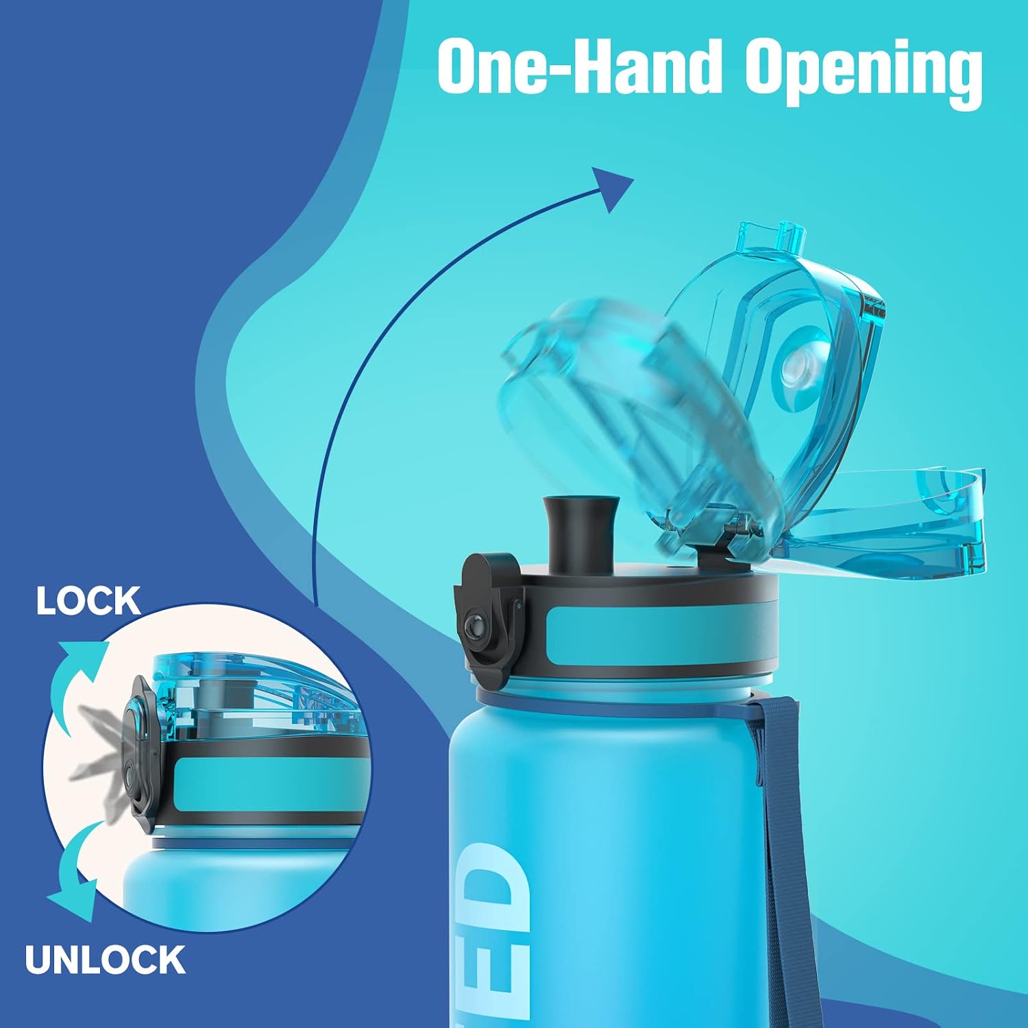 Detalle de Sahara Sailor WBW001 Tritan Water Bottle with Time Markers and Flip-Lock Lid