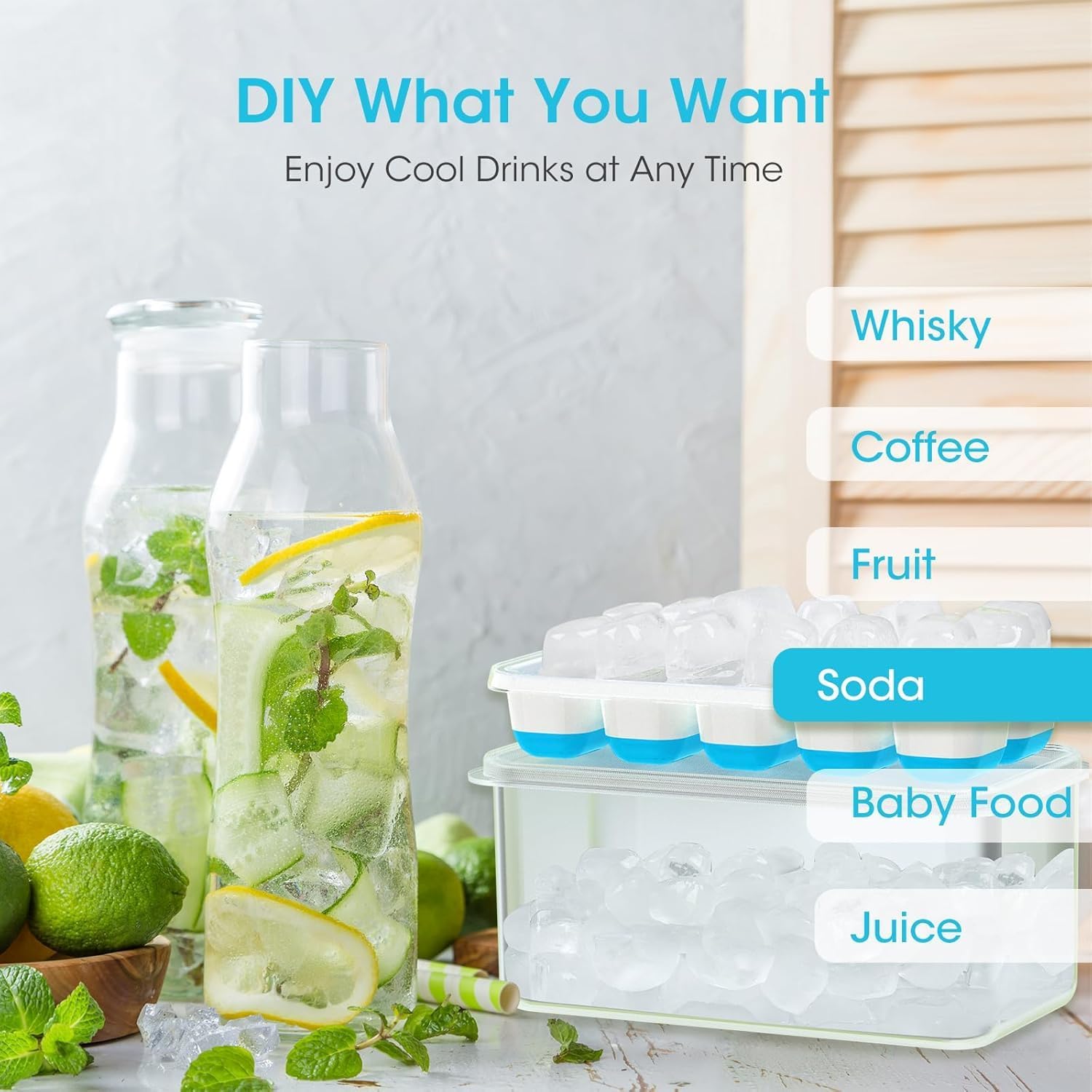 Detalle 2 de DOQAUS Ice Cube Tray 4-Pack — Silicone Ice Maker