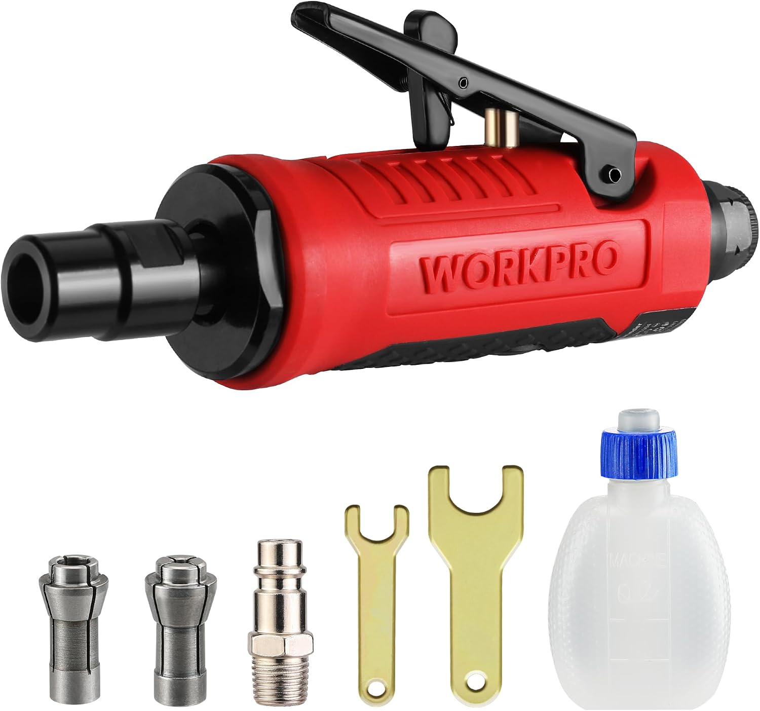 Detalle de WORKPRO Outil rotatif pneumatique 1/4" (6,3 mm) – meuleuse droite à air comprimé 25000 tr/min