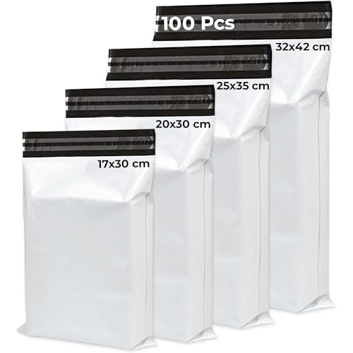 UGIX Buste per Spedizioni Vinted, 100Pcs - 4 Misure, Autoadesive e Impermeabili 60 micron