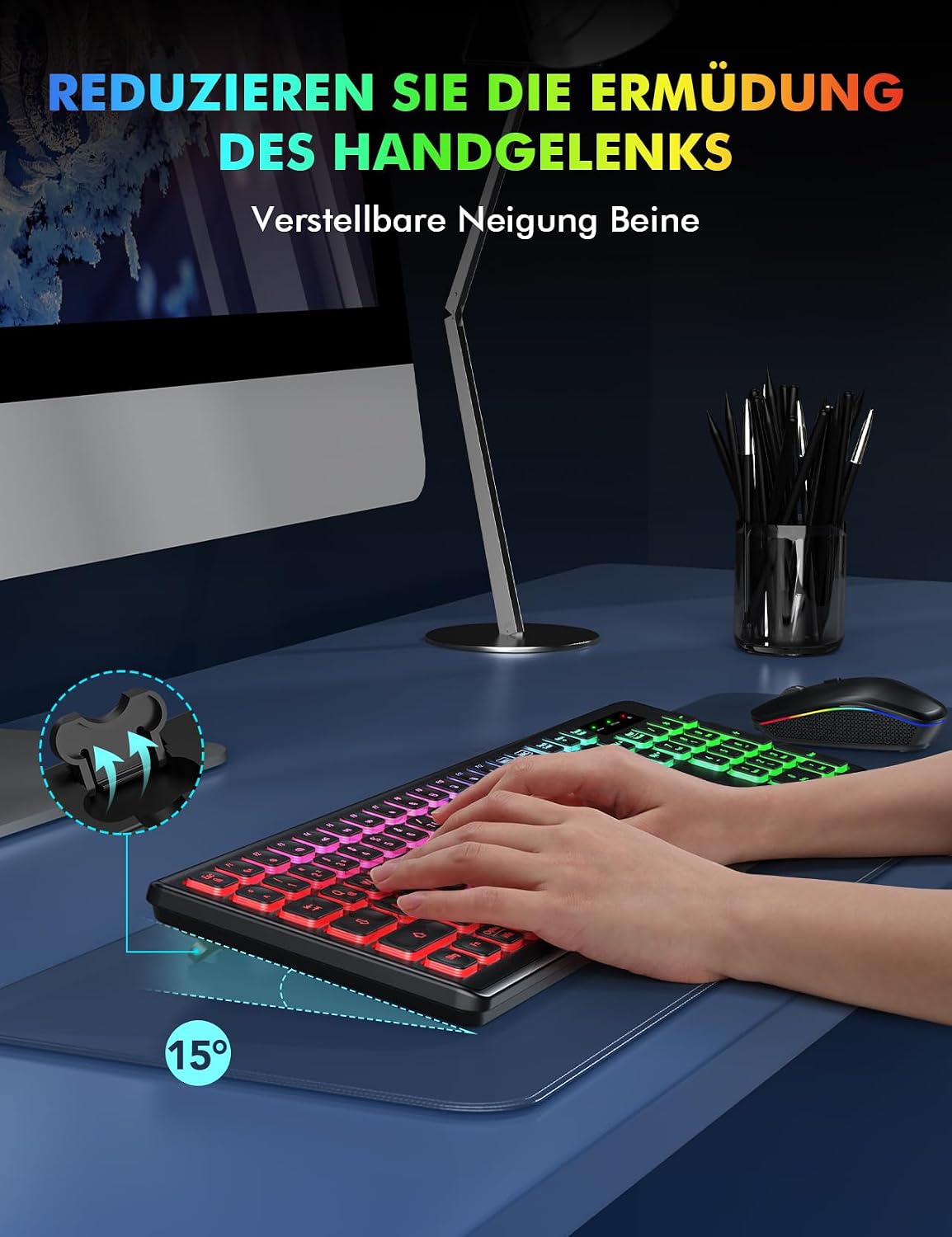 Thumbnail 6 de SABLUTE Tastatur Maus Set Kabellos Beleuchtete