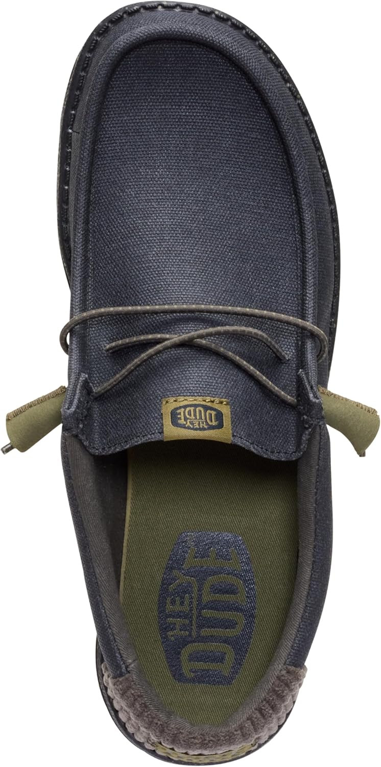 Detalle de HEYDUDE Wally Waxed Casual Moccasin Uomo: comfort quotidiano con stile casual