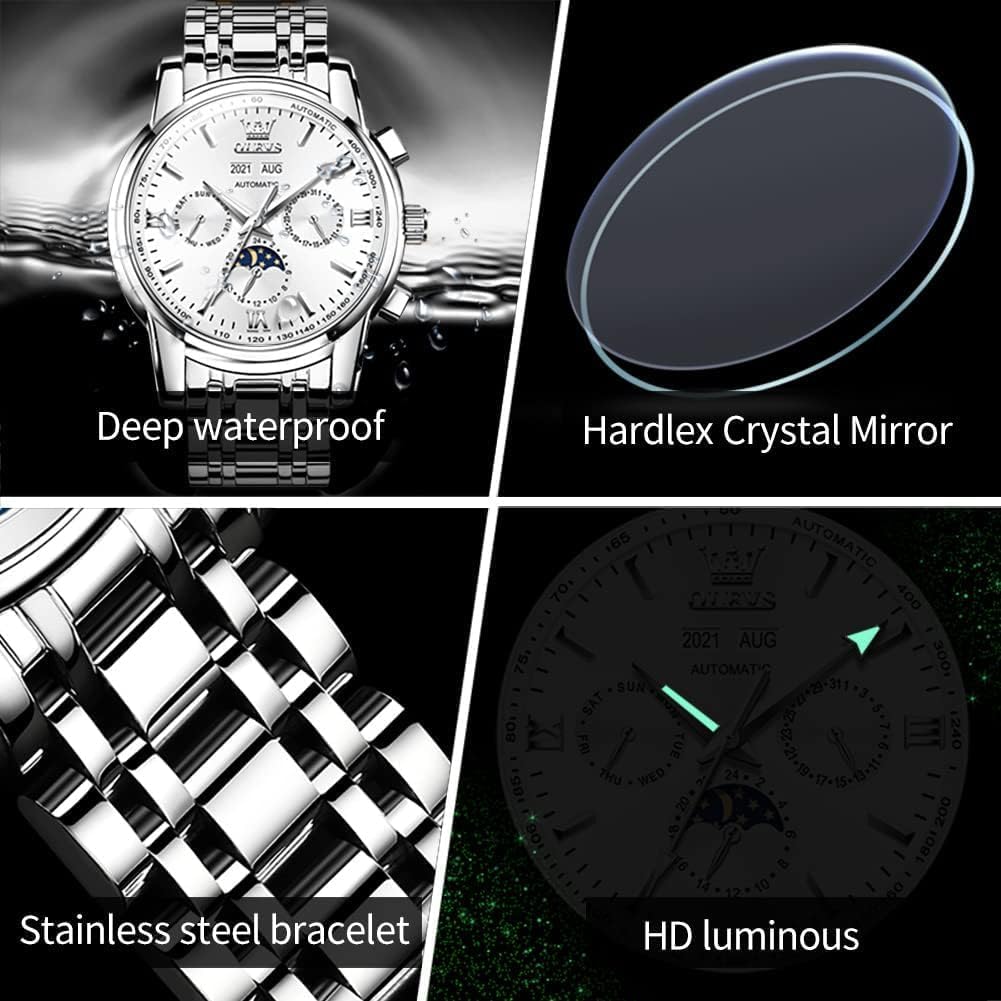 Thumbnail 4 de OUPINKE Herrenuhr Automatik mit Mondphase