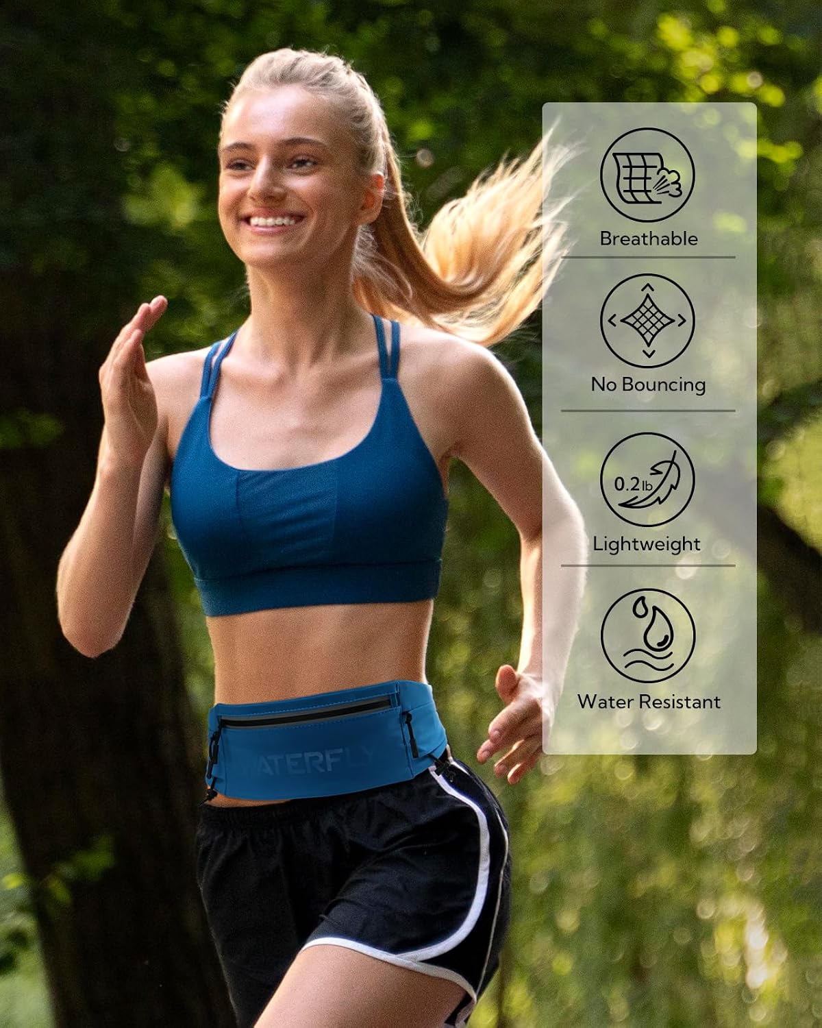 Thumbnail 1 de Waterfly Running Belt Bum Bag – Breathable, Anti-Bounce Waist Pack for Runners