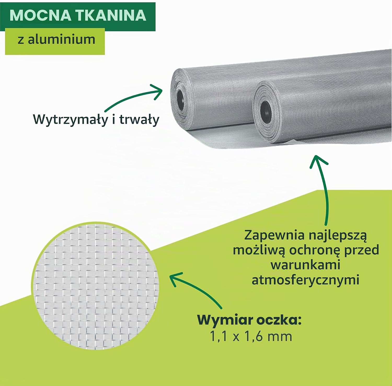 Detalle 2 de Windhager 03623 – aluminiowa siatka przeciw owadom 120 × 250 cm, oczka 1,2 × 1,3 mm