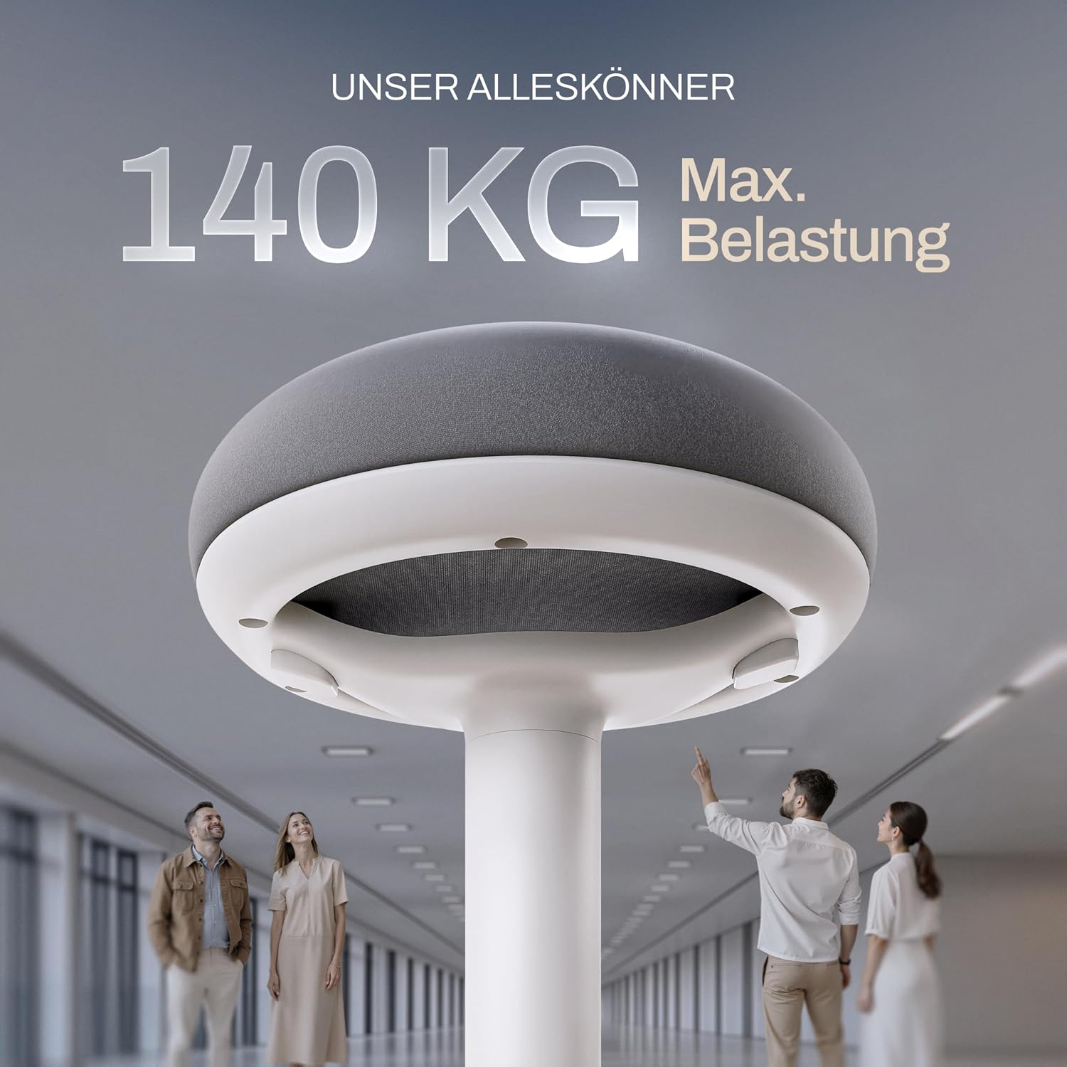 Detalle 2 de Wohnperle ergonomischer Bürohocker 2in1 (Sitzhocker & Stehhocker), höhenverstellbar – zertifiziert