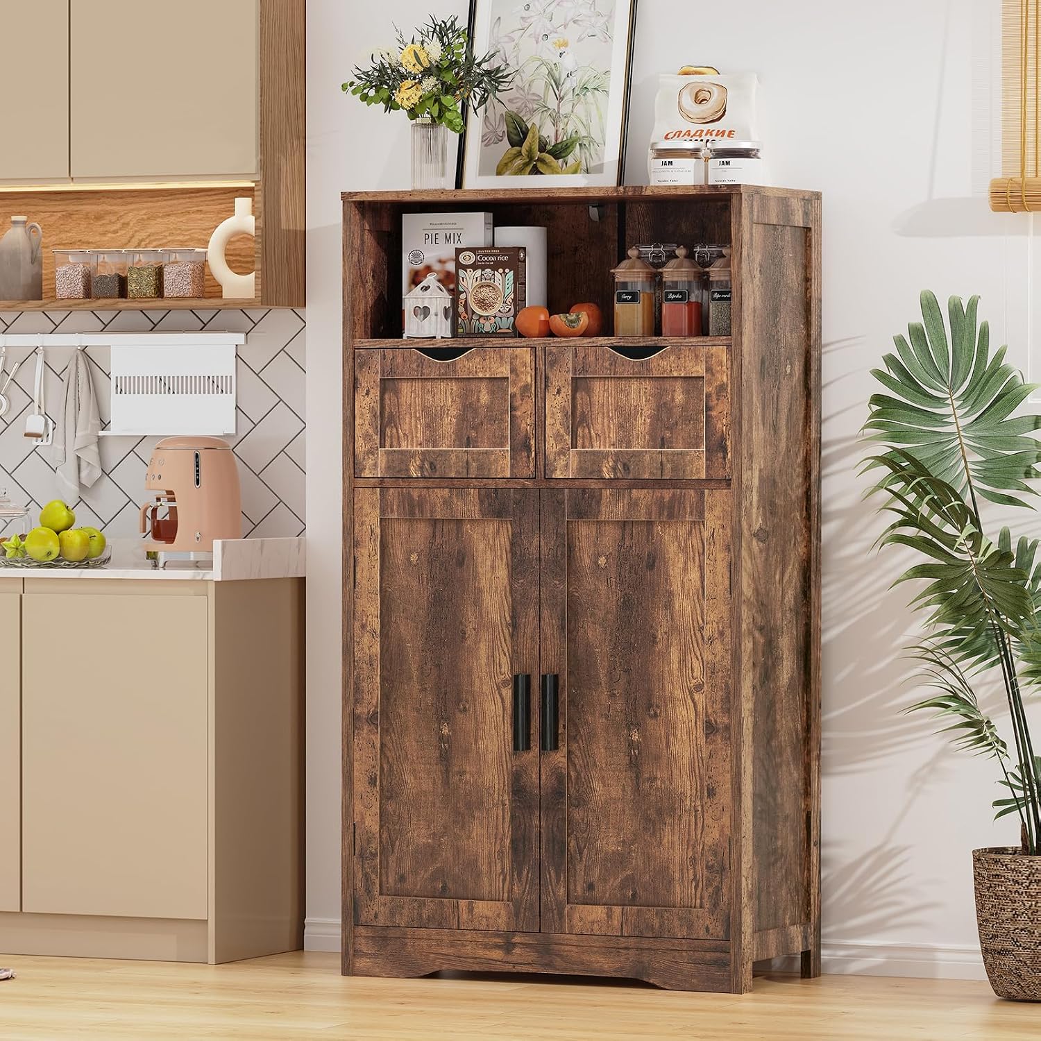 Detalle 2 de IWELL Bathroom Storage Cabinet with 2 Drawers