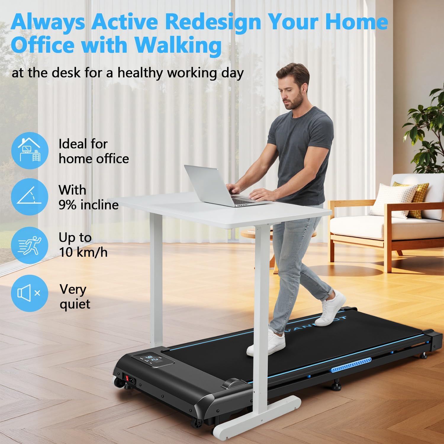 Thumbnail 5 de VANNECT 4 in 1 Walking Pad 9% incline, 330 lbs capacity ๐ถ
