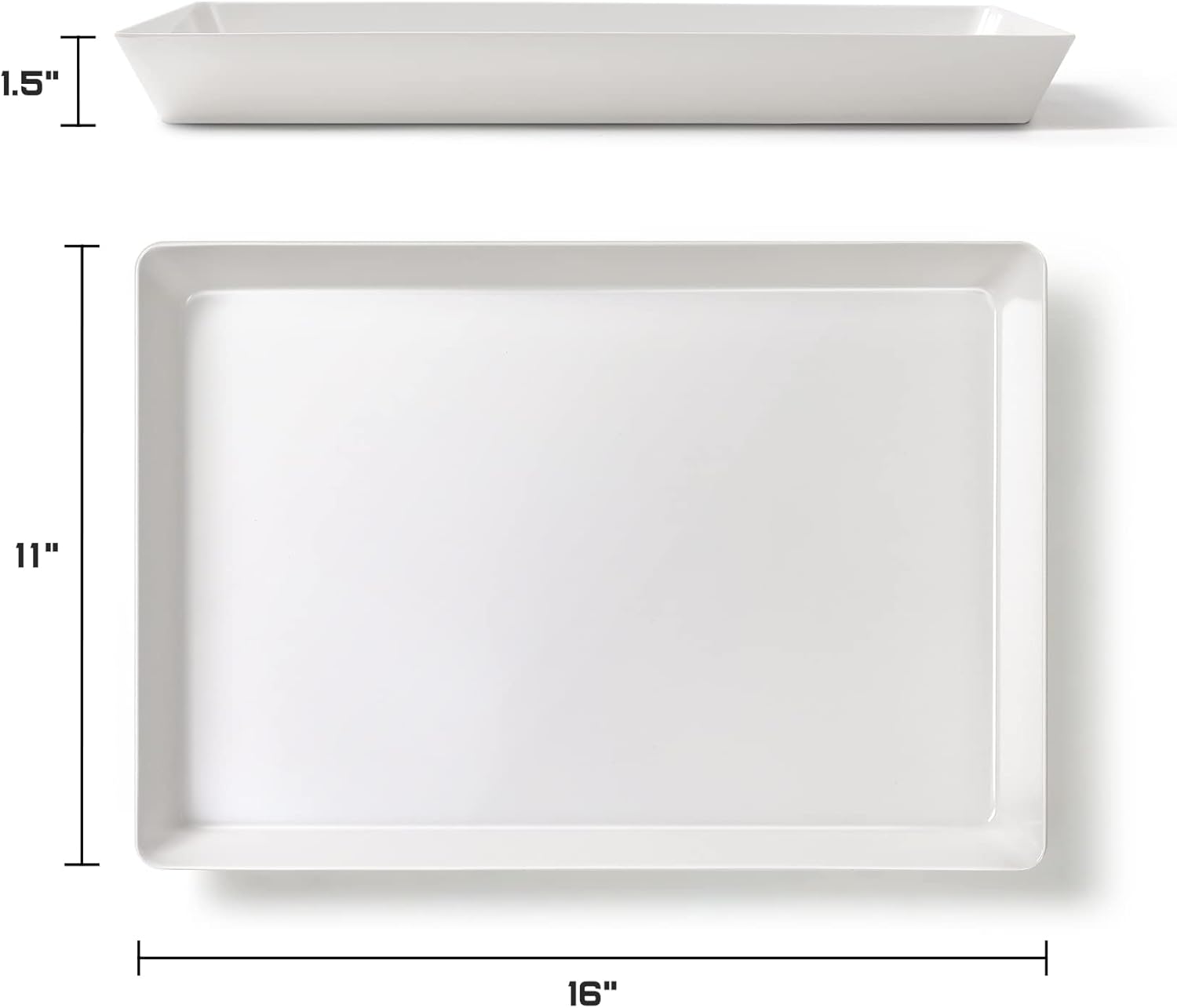 Detalle 1 de 4-Pack BPA-Free Plastic Serving Trays (16" x 11") Large White Stackable Platters