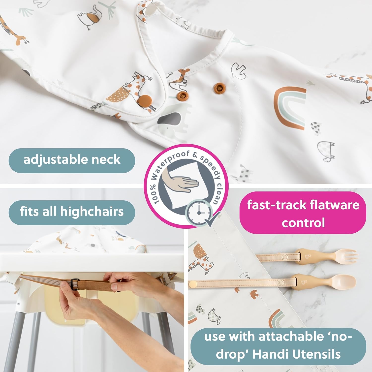 Thumbnail 3 de BIBaDO Short Sleeve Baby Bibs – Coverall Weaning Bib for 6–36 Months