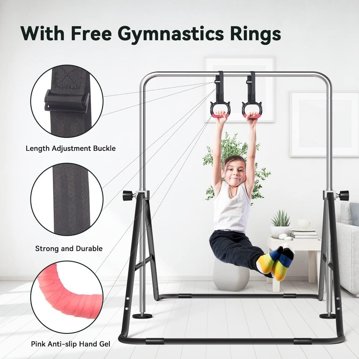 Thumbnail 1 de FBSPORT Gymnastics Bar for Kids – Foldable, Adjustable Height Horizontal Bar (Supports 140lbs)