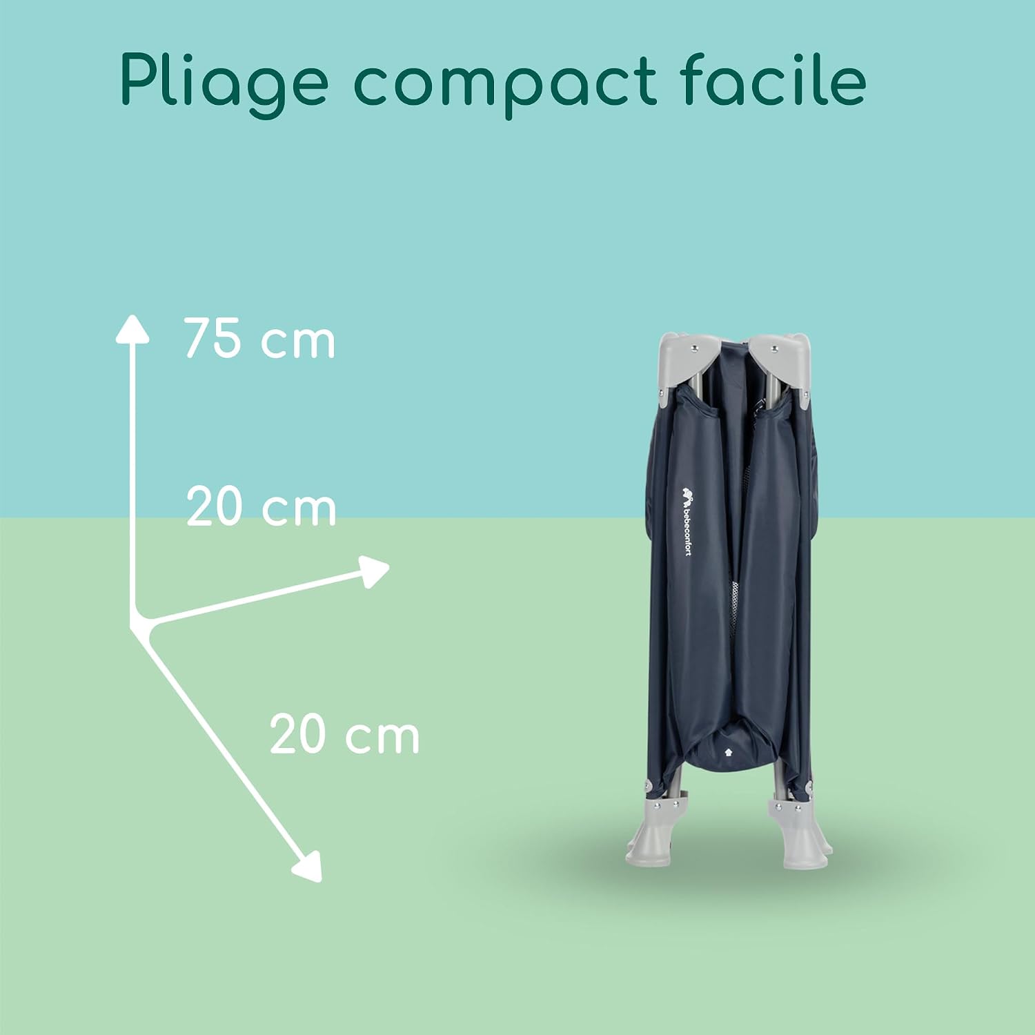 Detalle de Bebeconfort Sweet Dreams – Lit parapluie bébé 0–3 ans (0–15 kg), ouverture latérale, matelas grand format, pliable, navy blue