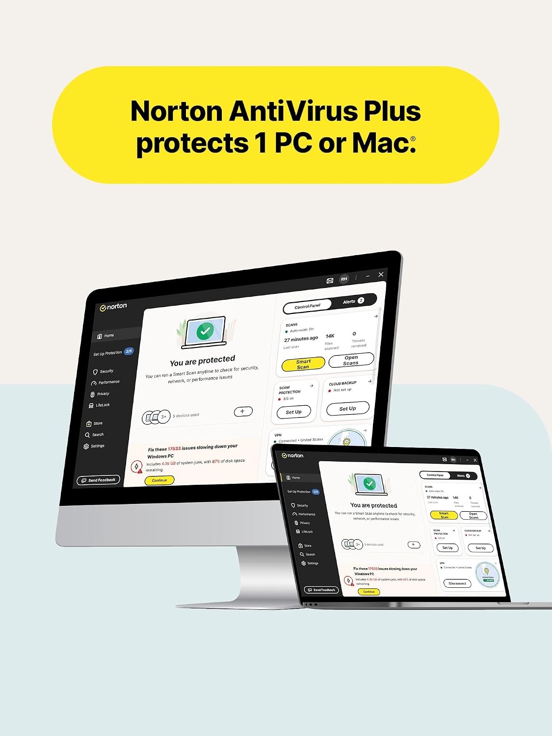 Thumbnail 1 de Norton AntiVirus Plus for 1 Device with Auto-Renewal — AI Scam Protection, Password Manager & PC Cloud Backup