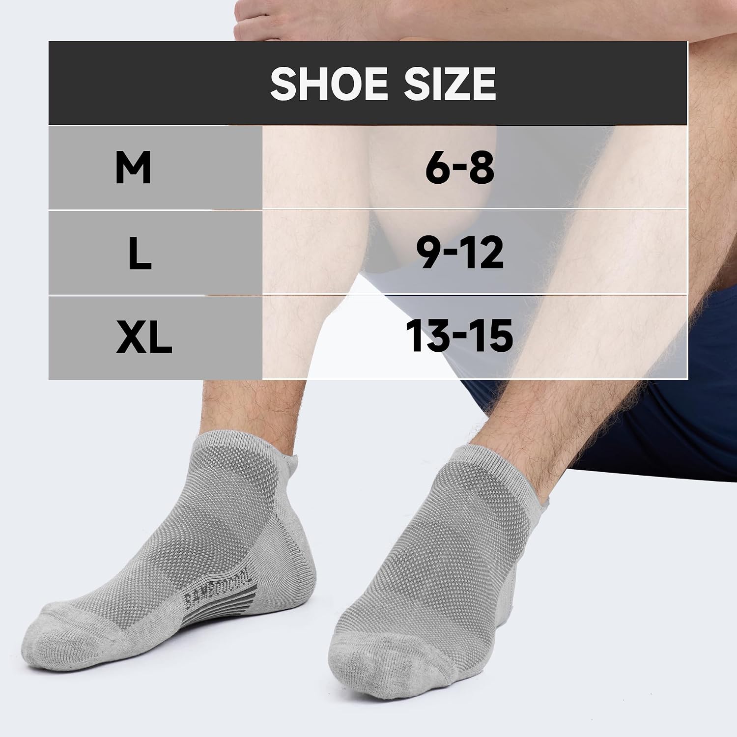 Detalle 2 de BAMBOO COOL Men's Athletic Ankle Socks, Cushioned 8-Pack with Arch Support