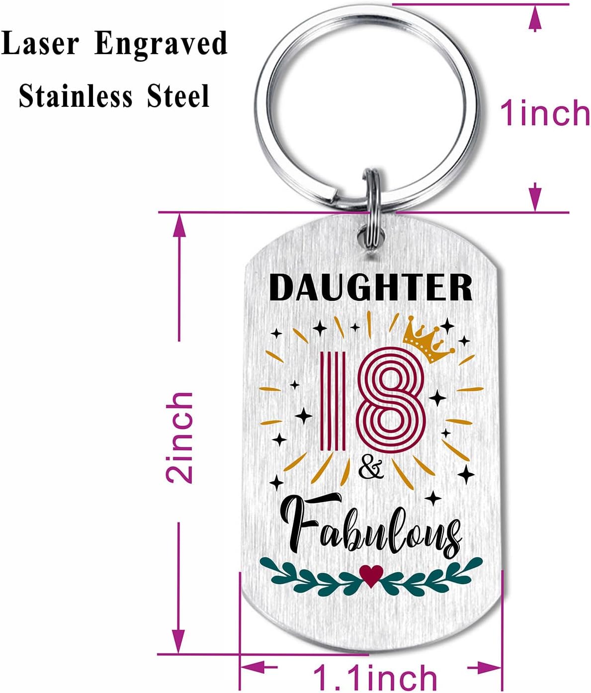 Detalle de EE&YU Daughter Birthday Keyring – 18th, 21st, 30th and 40th Birthday Gift Accessory