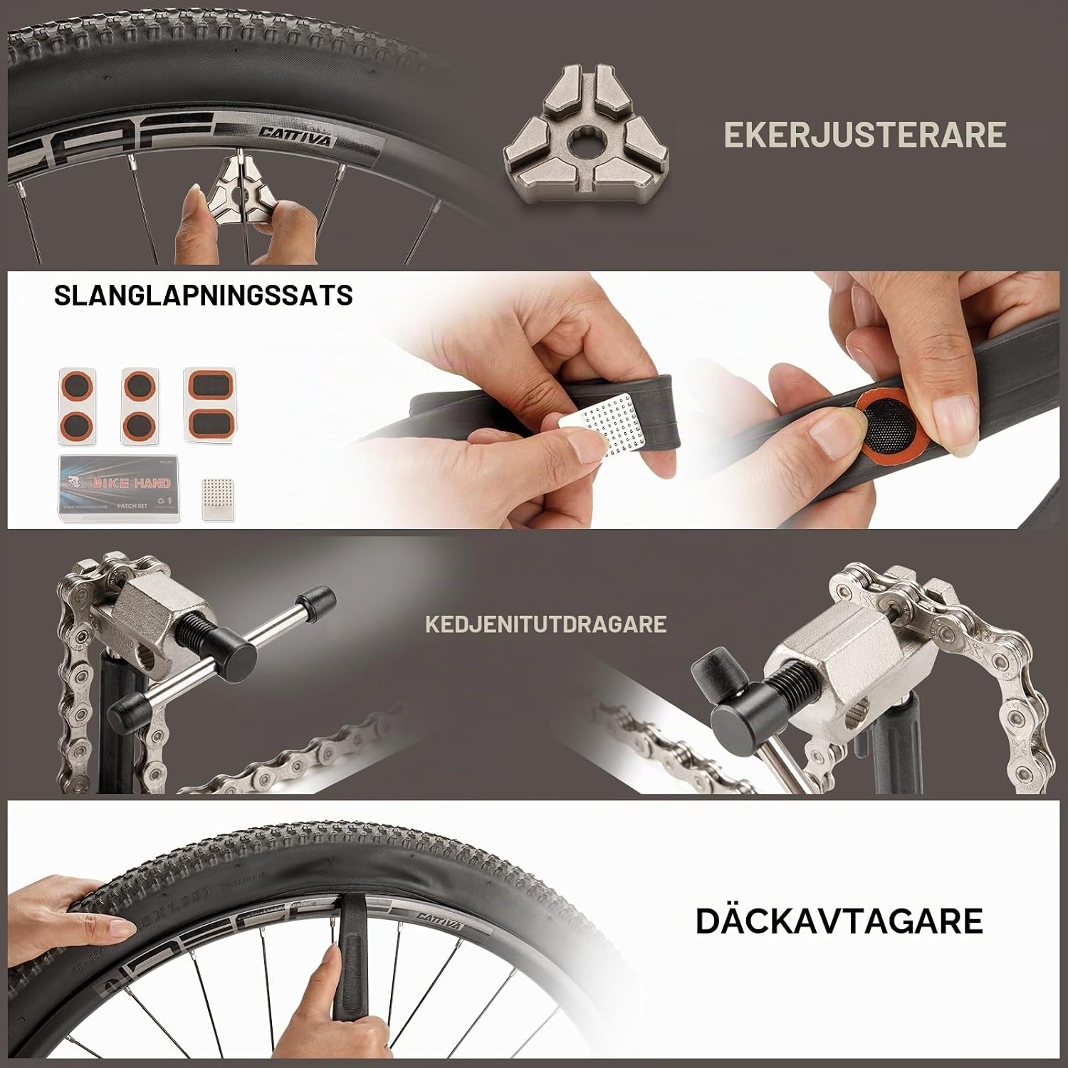 Thumbnail 2 de BIKE HAND cykelverktygssats med 18 delar i rostfritt stål