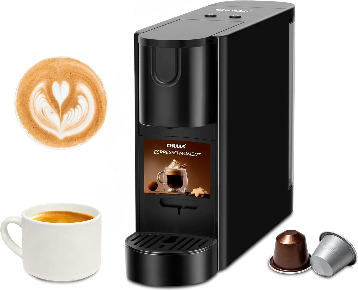 Detalle de CHULUX RectoCafé Espresso Machine for Nespresso Original Capsules – Ultra-Compact 20 Bar, 1200W