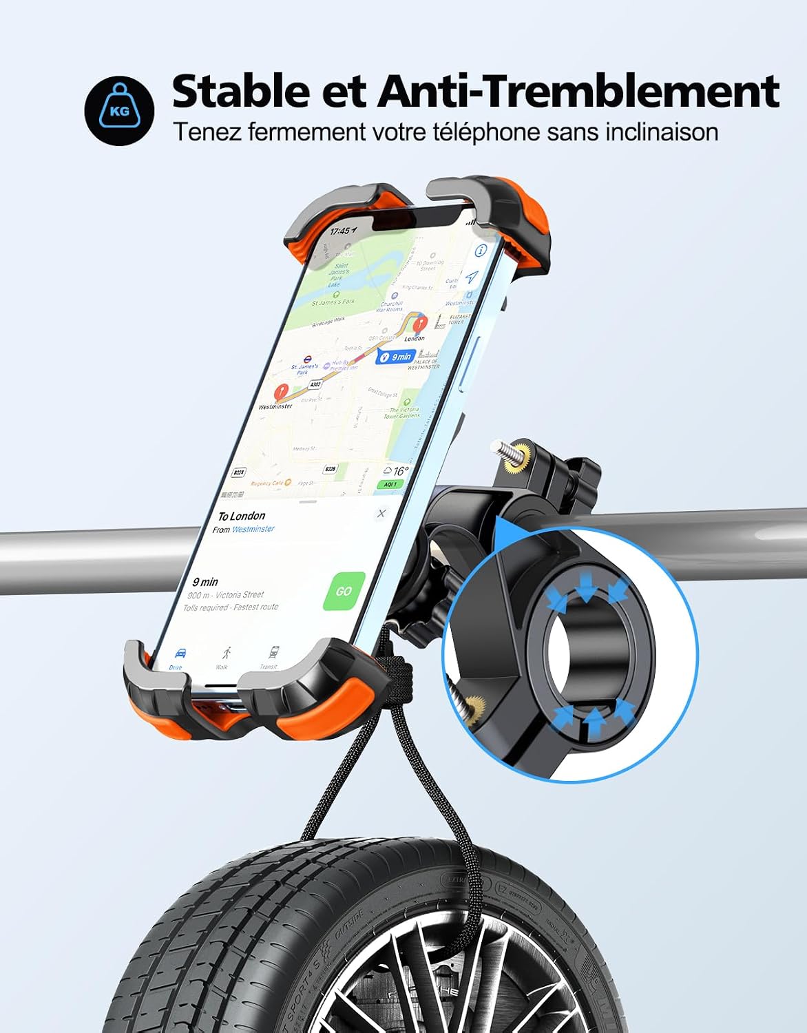 Thumbnail 4 de Glangeh Support Téléphone Velóire [Verrouillage Sécurisé] – Installation rapide et rotation à 360°