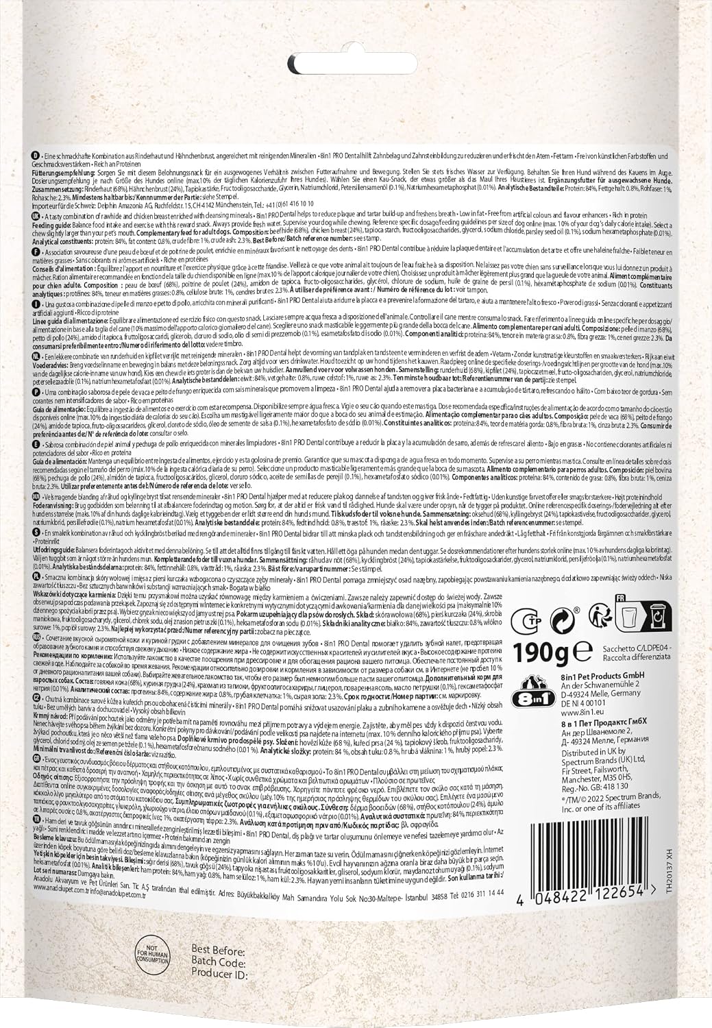 Detalle 2 de 8in1 Pro Dental Twisted Sticks – Kaustangen zur Zahnpflege für Hunde über 1 kg, 35 Stück