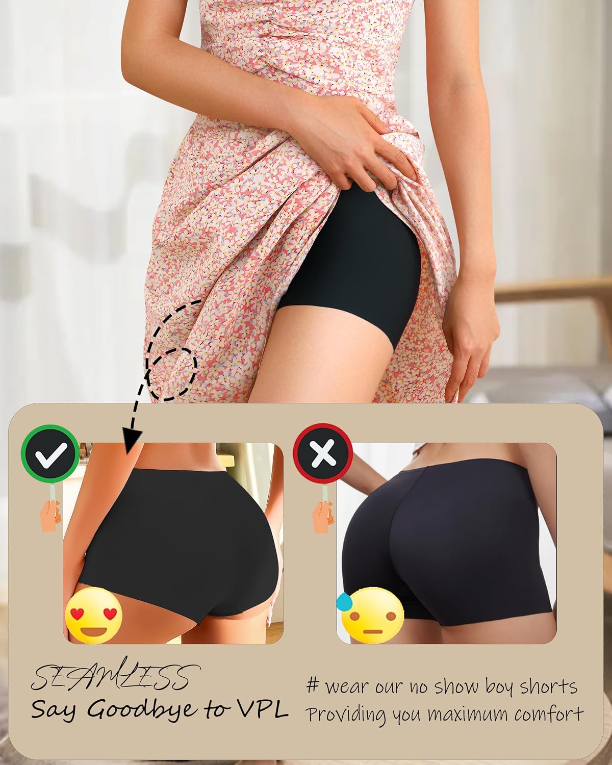 Thumbnail 3 de CUTE BYTE Seamless Boyshort Underwear for Women, 4-Pack with Tagless Design