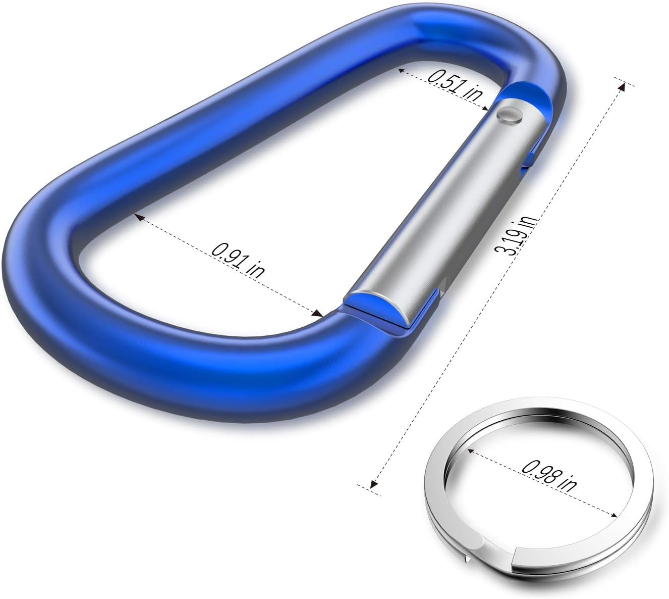 Detalle de sprookber 3 inch Aluminum Carabiner Set, Multicolour, Spring Gates, 10 Pack